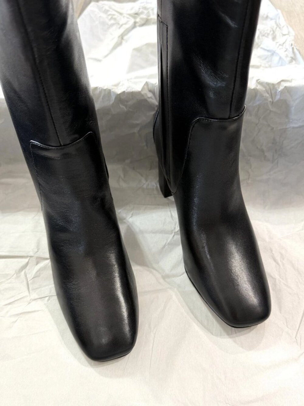 NIB Cole Haan Chrystie Black Leather Knee High Boots 8B Square Toe
